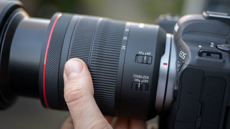 Manual focusing on lens ring