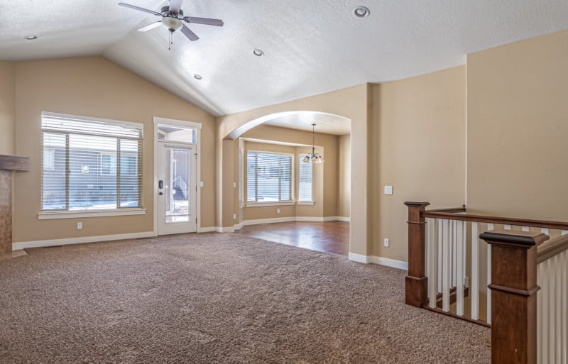 A real estate photo of a loft captured with flash and HDR techniques